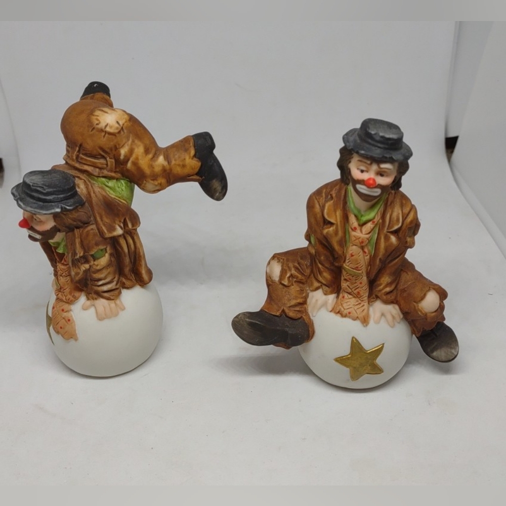 Emmett Kelly Jr  3” Hobo Weary Willie Clown Porcelain Figurines Flambro Lot of 2